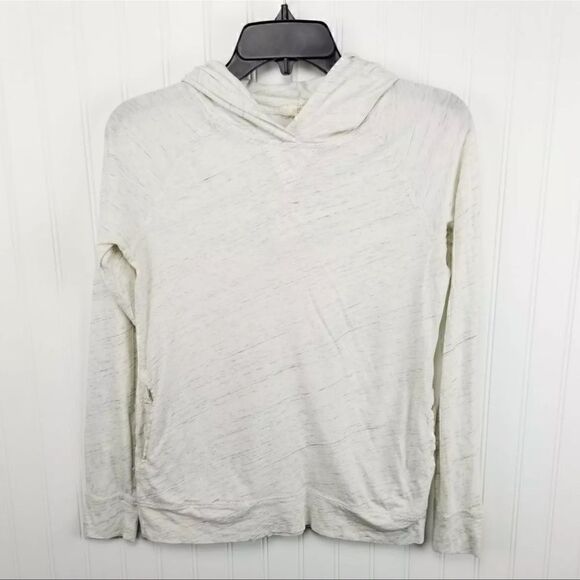 J. Crew Tops - J Crew Womens Size XS White Heathered Long Sleeve Hooded Lightweight Sweater